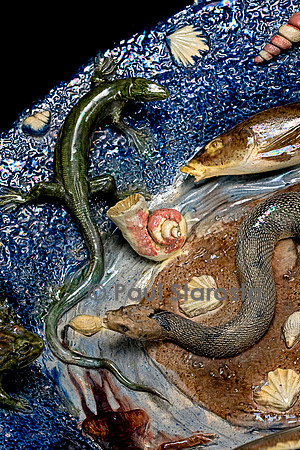 Grand plat serpent et papillon rose