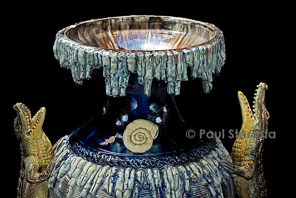 Grand vase stalactites et crocodiles - Victor Barbizet