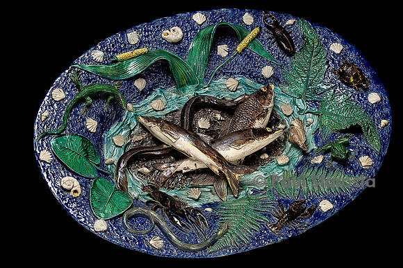 Très grand bassin bleu aux poissons
