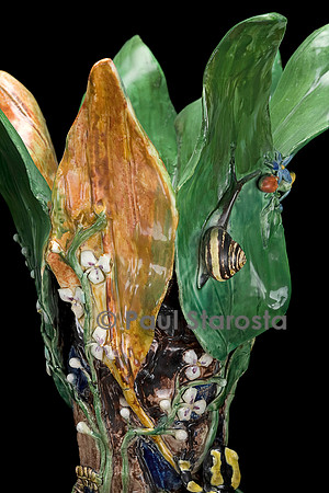 Paire de Vases en forme de feuilles - Charles-Jean Avisseau