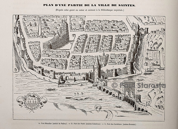 Gravure du plan de la ville de Sainte